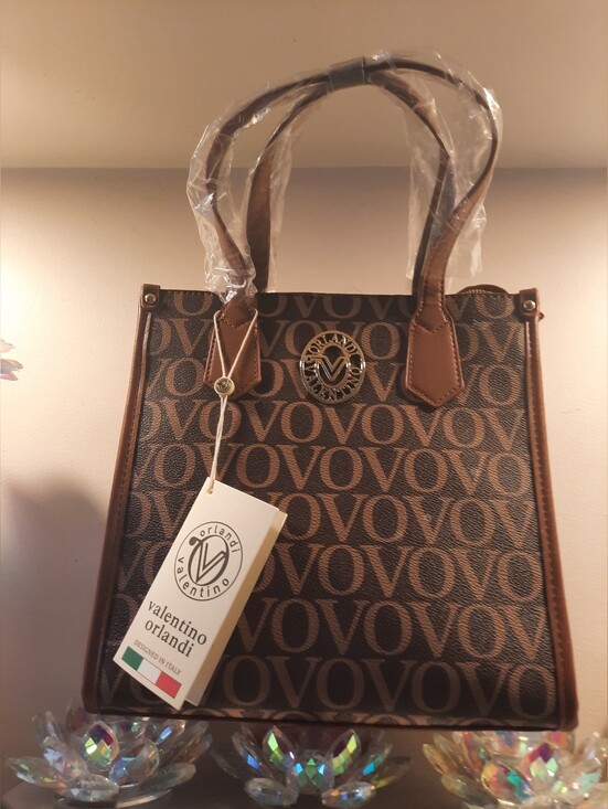 Valentino Orlandi Handbags - Valentino Orlandi Brown Logo Tote Bag